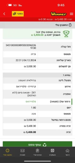 צילום טופס הזכייה של עומר ד.